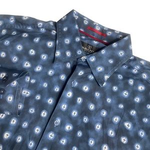 Bugatchi Large‎ Button Down Blue Print Cotton Men's Shirt